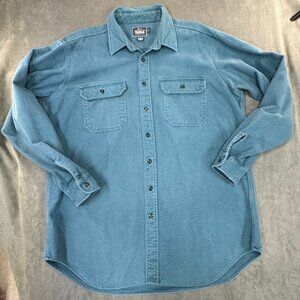 Vintage Woolrich Chamois Cloth Shirt Jacket Men’s XL Long Spruce Green